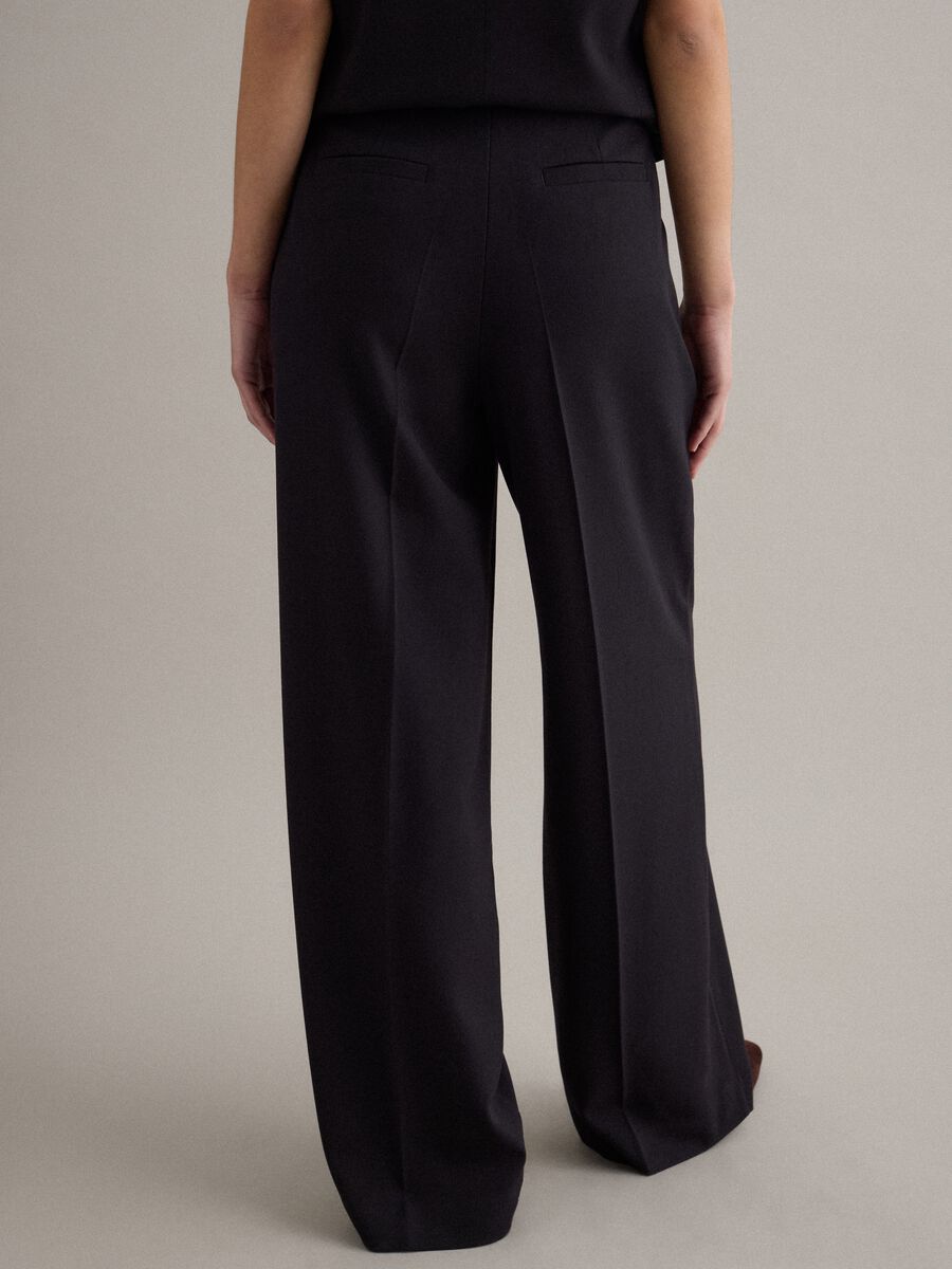Pantaloni flare in misto viscosa neri_2