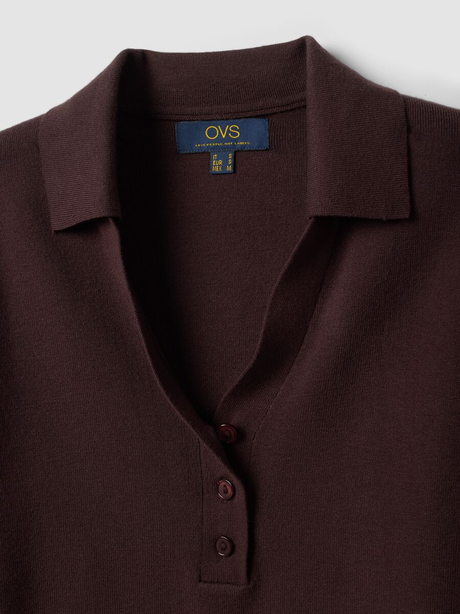 Brown viscose-blend polo jumper, regular fit_6