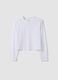 Girls&rsquo; pure cotton white T-shirt with ribbed crew neck_4