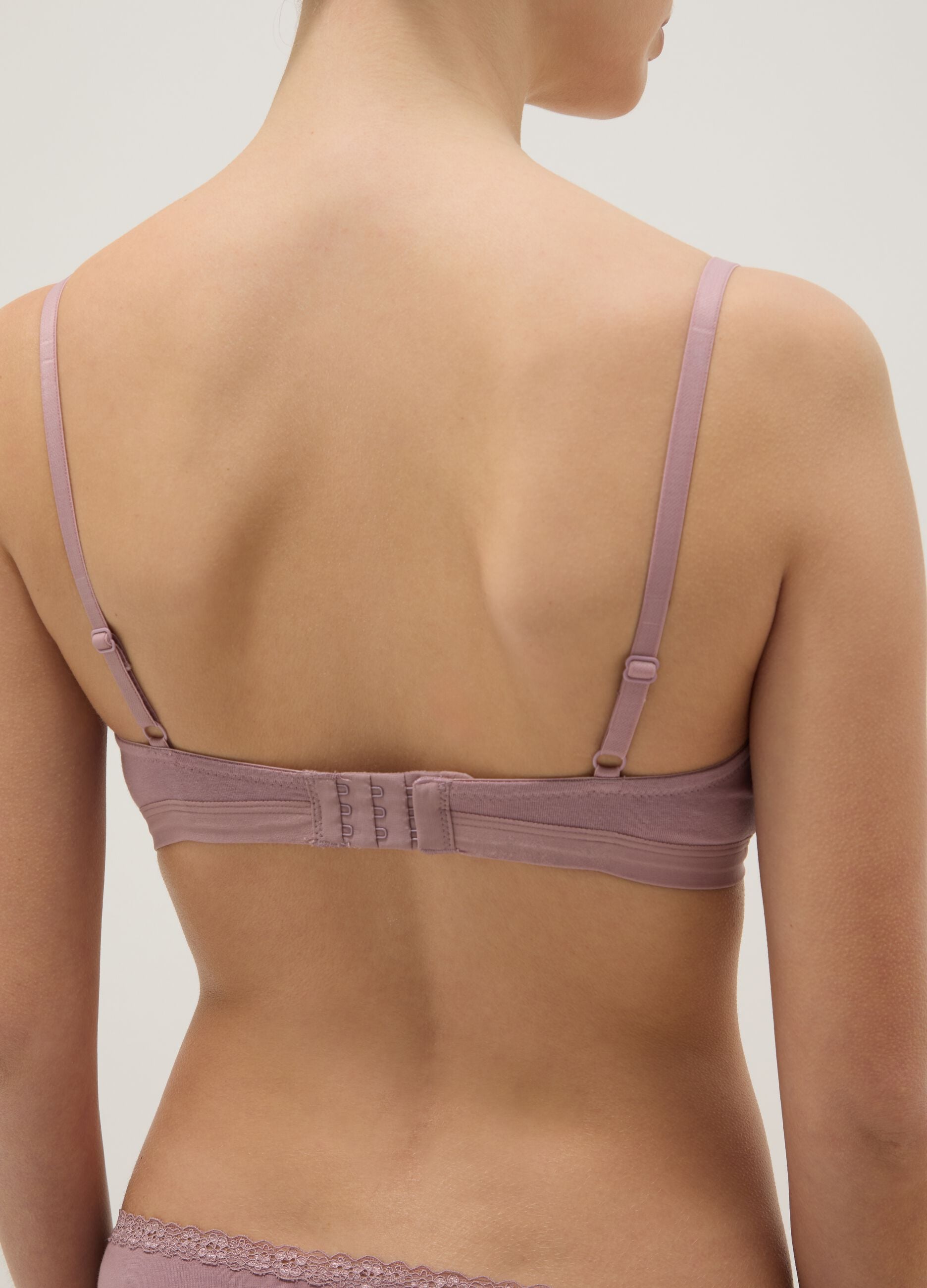 Pink stretch cotton bra with thin straps