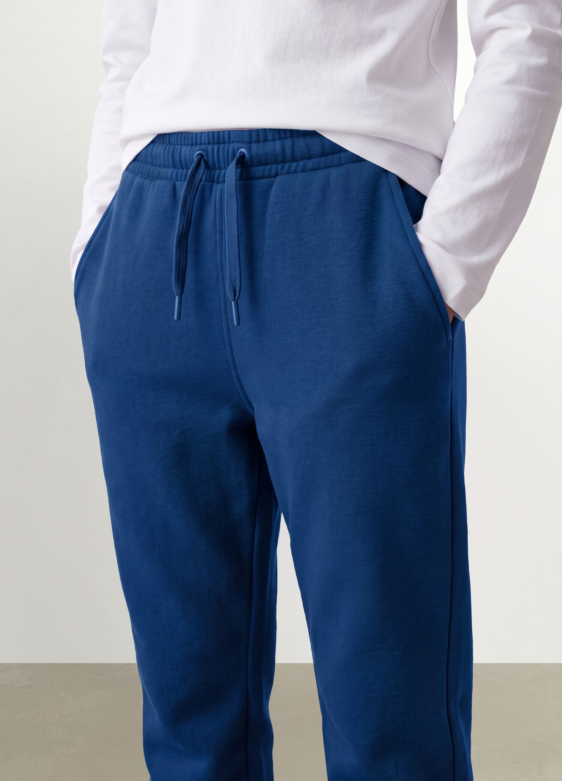 Blue organic cotton joggers with drawstring for boys