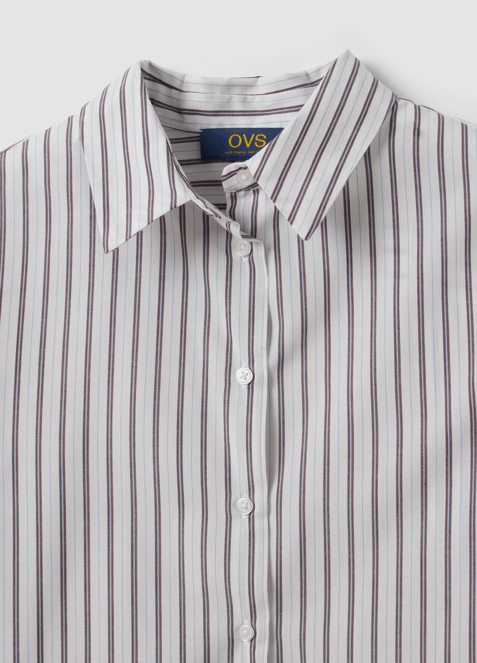White striped long-sleeve slim-fit shirt