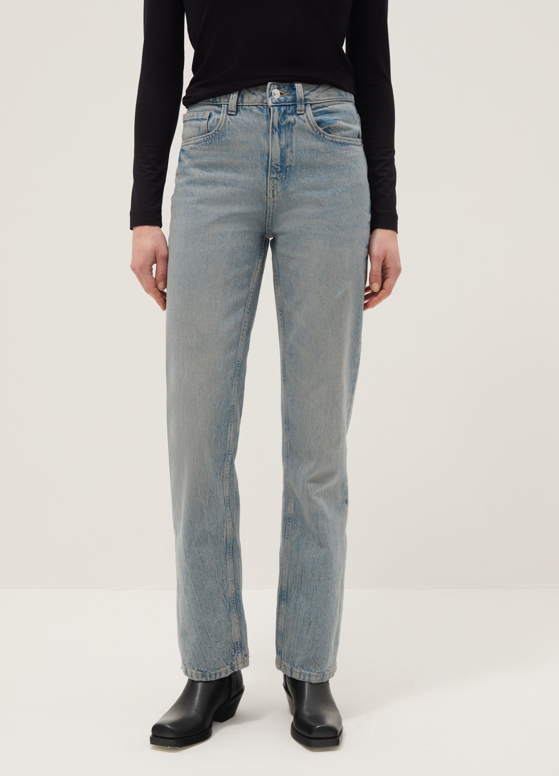 Pure Cotton Blue Straight Fit Jeans