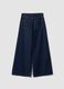 Dark blue low-rise wide-leg pure cotton jeans_5