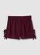 Burgundy viscose-linen blend shorts with elasticated waistband, regular fit_4