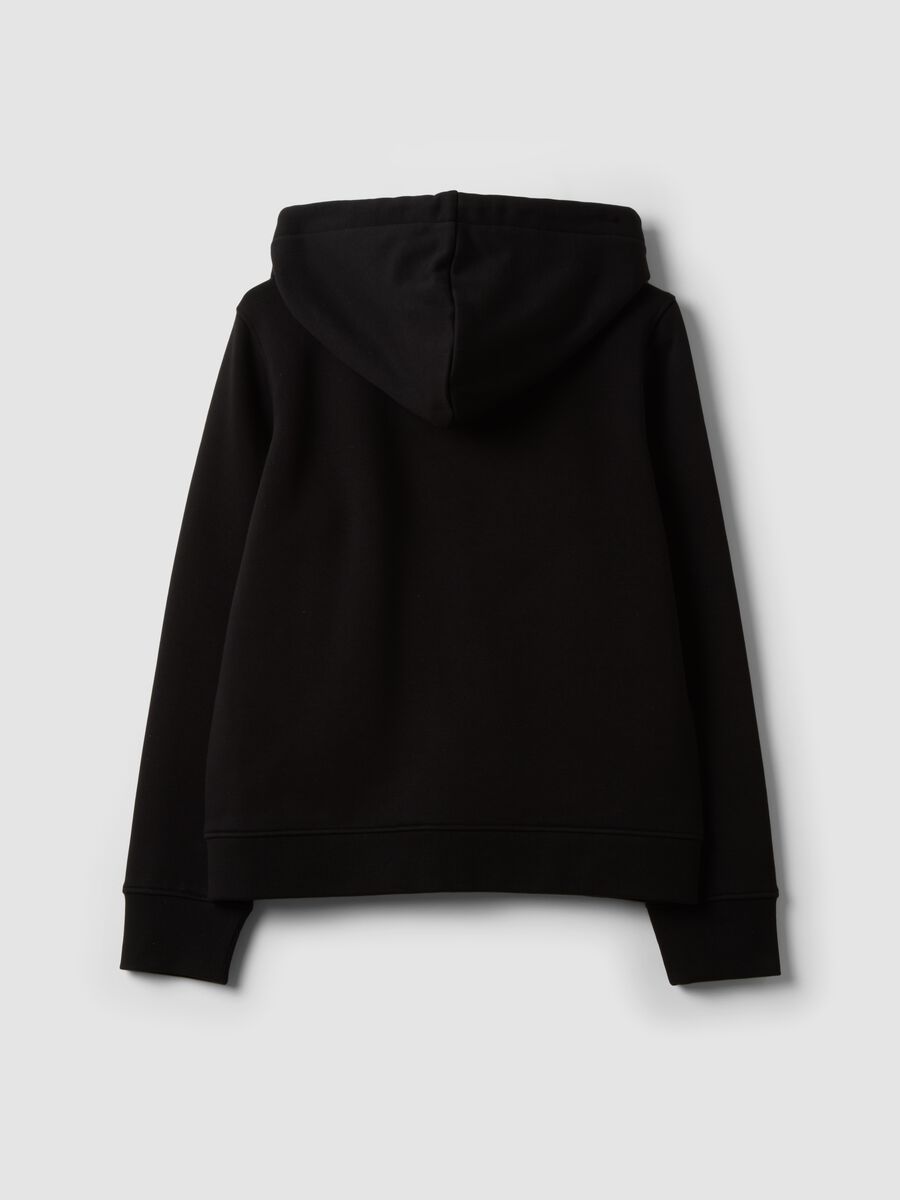 Felpa nera in misto cotone con cappuccio regular fit_1