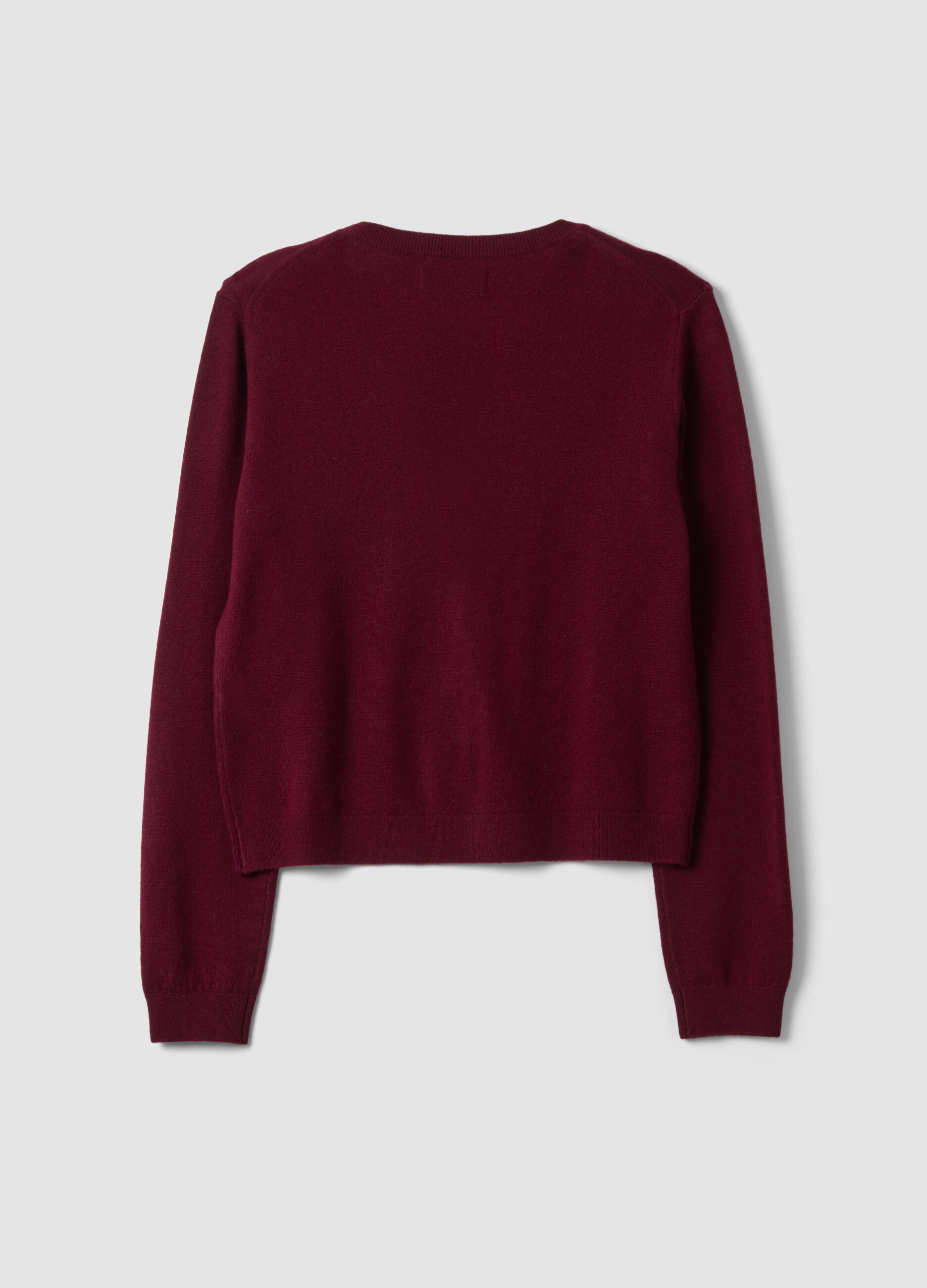 Red pure wool crew-neck cardigan