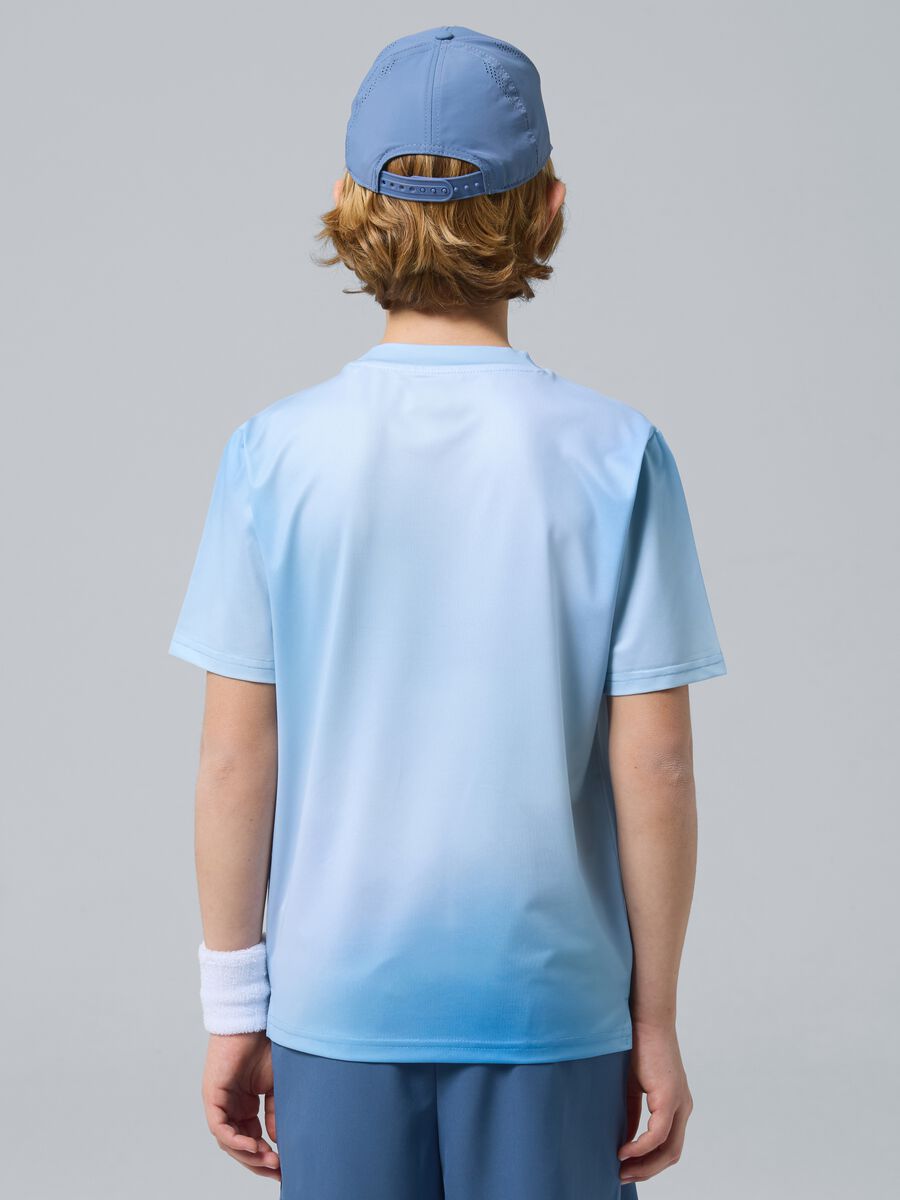 ALTAVIA COURT blue sports T-shirt in stretch technical fabric with tie-dye effect for boys_2