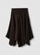 Brown midi skirt with asymmetric hem_0
