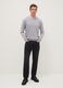 Grey cotton blend crew neck pullover, regular fit_1