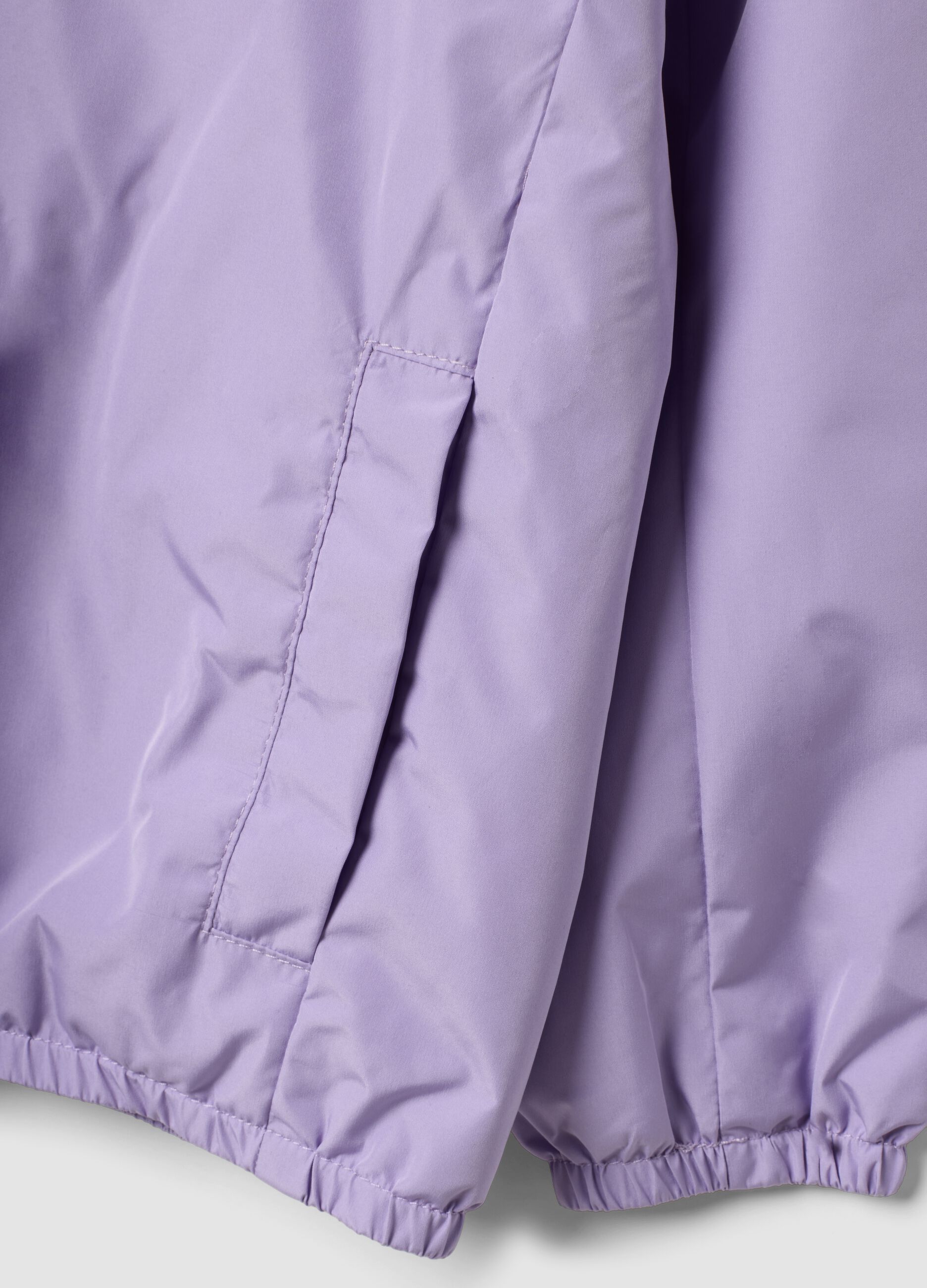 Purple hooded rain jacket with zip for girls, regular fit