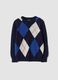 Blue pure wool jumper with jacquard crew neck_0