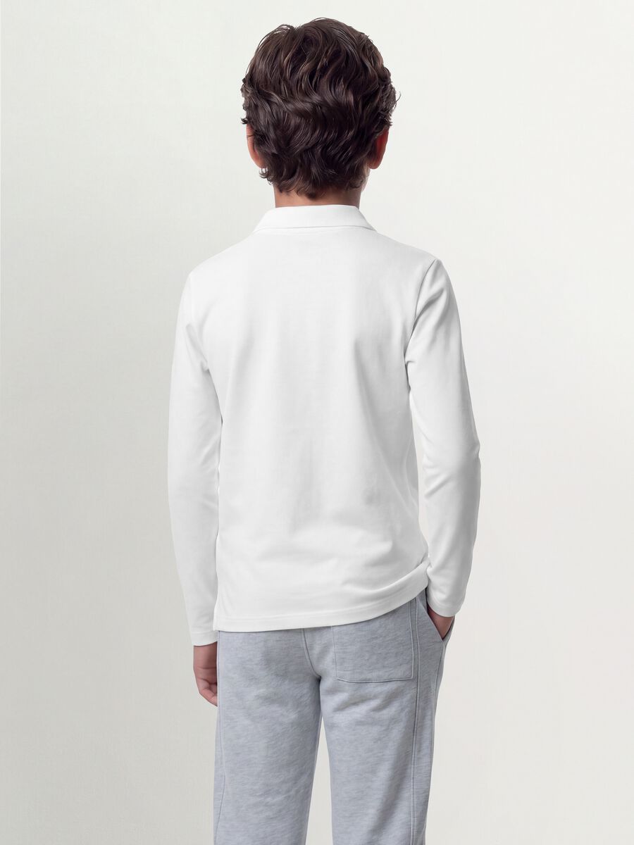 Polo bianca in piquet di puro cotone organico regular fit per ragazzo_3