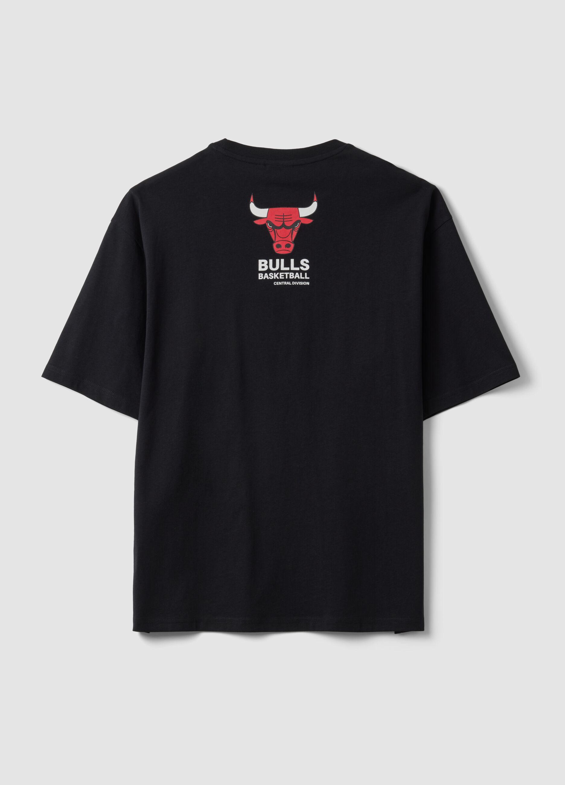 Black pure cotton T-shirt with Chicago Bulls print