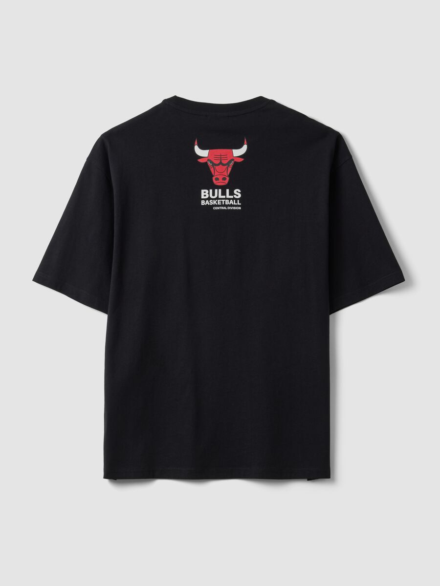 Black pure cotton T-shirt with Chicago Bulls print_6