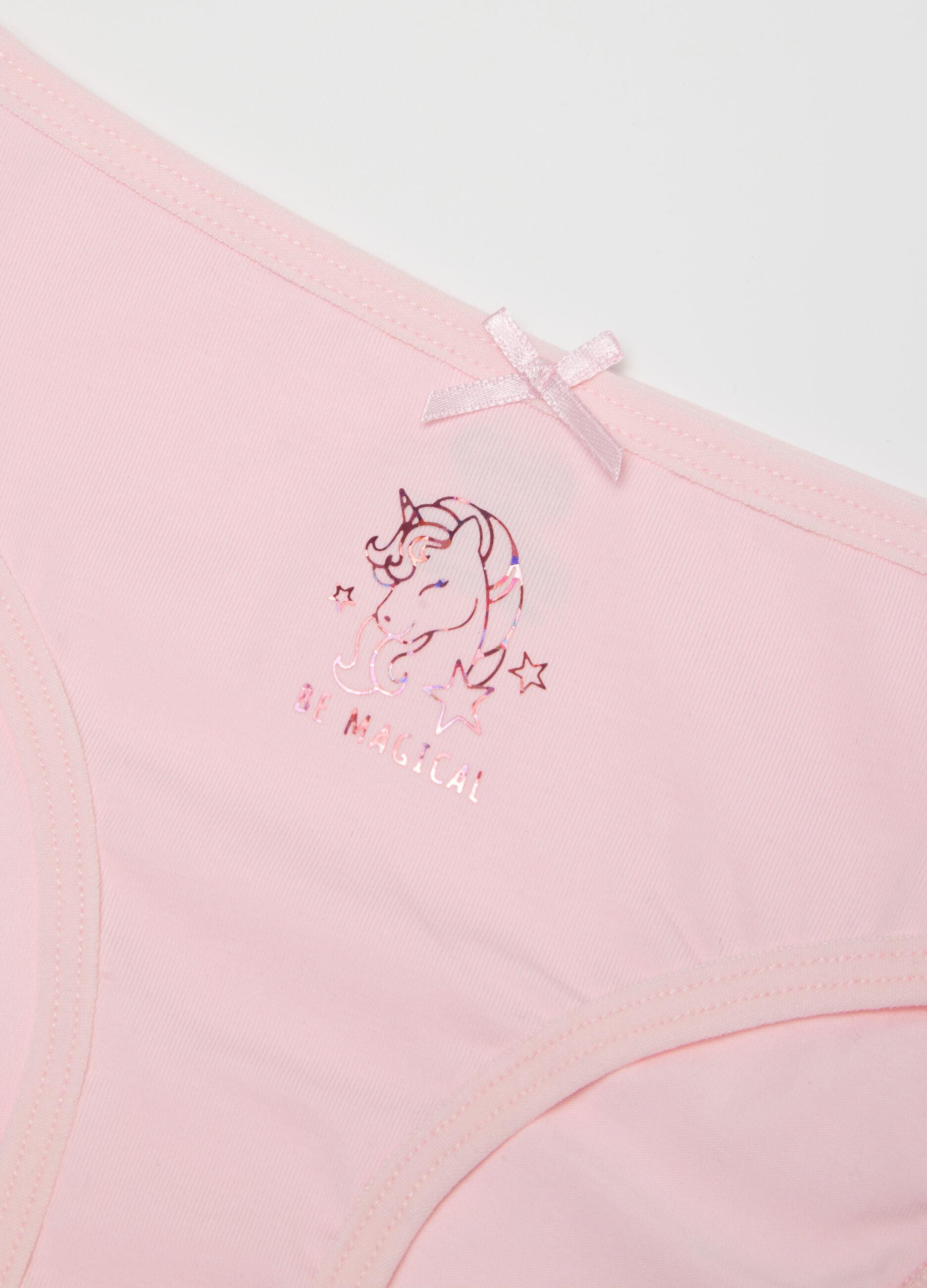 Girls Pink Stretch Cotton Regular Fit Knickers with Unicorn