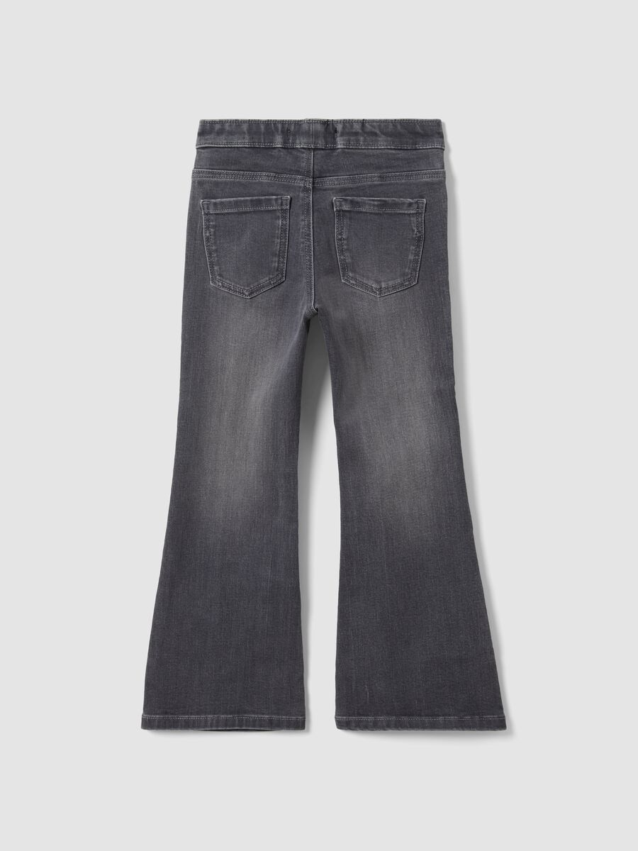 Girls&rsquo; grey flared jeggings in stretchy cotton-viscose blend_1