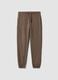 Brown cotton-blend joggers, regular fit_4
