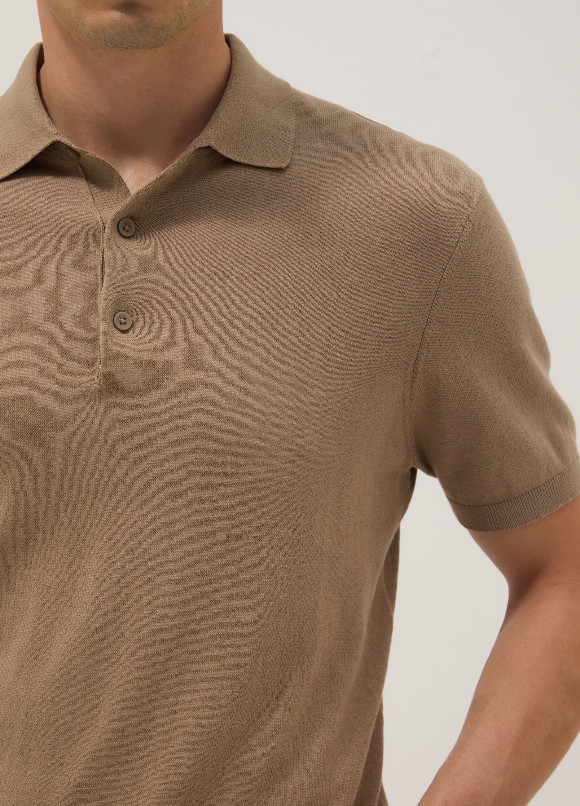 Beige pure cotton polo regular fit