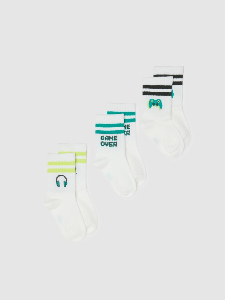 Children's multi-coloured stretch cotton short sock tripack_0