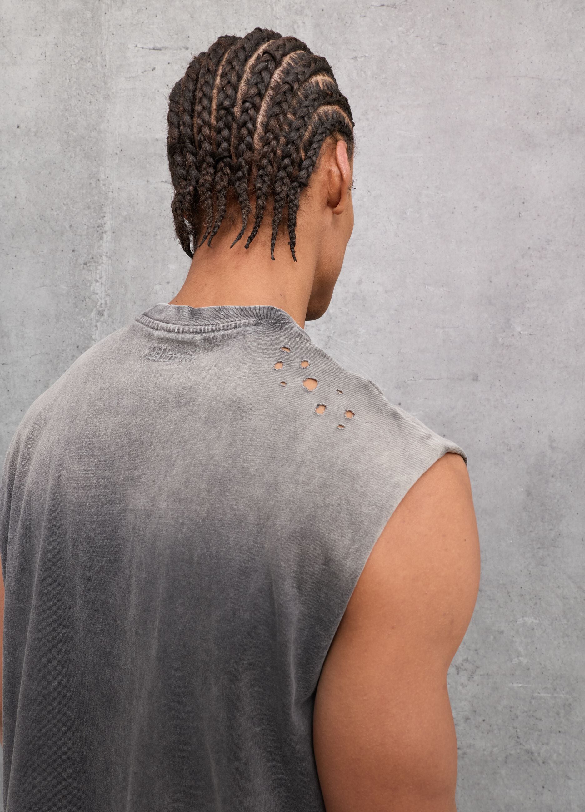 Sunfaded Distressed Tank Top Vintage Grey