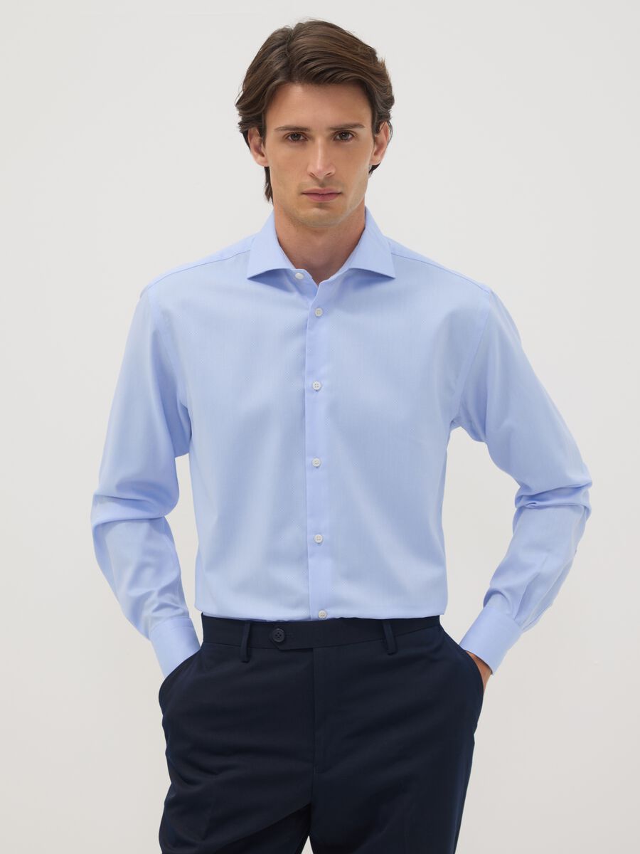 Light blue pure cotton no-iron regular fit shirt_0