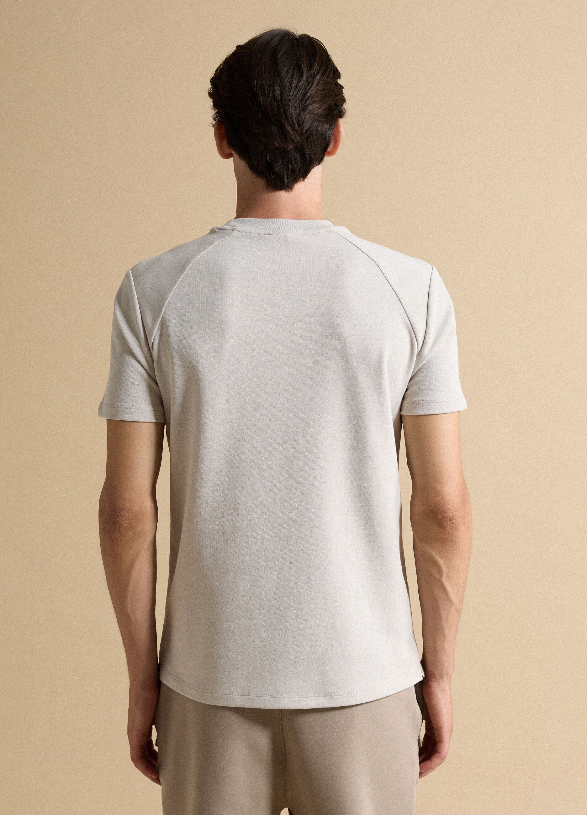 Grey breathable, quick-drying cotton-blend T-shirt