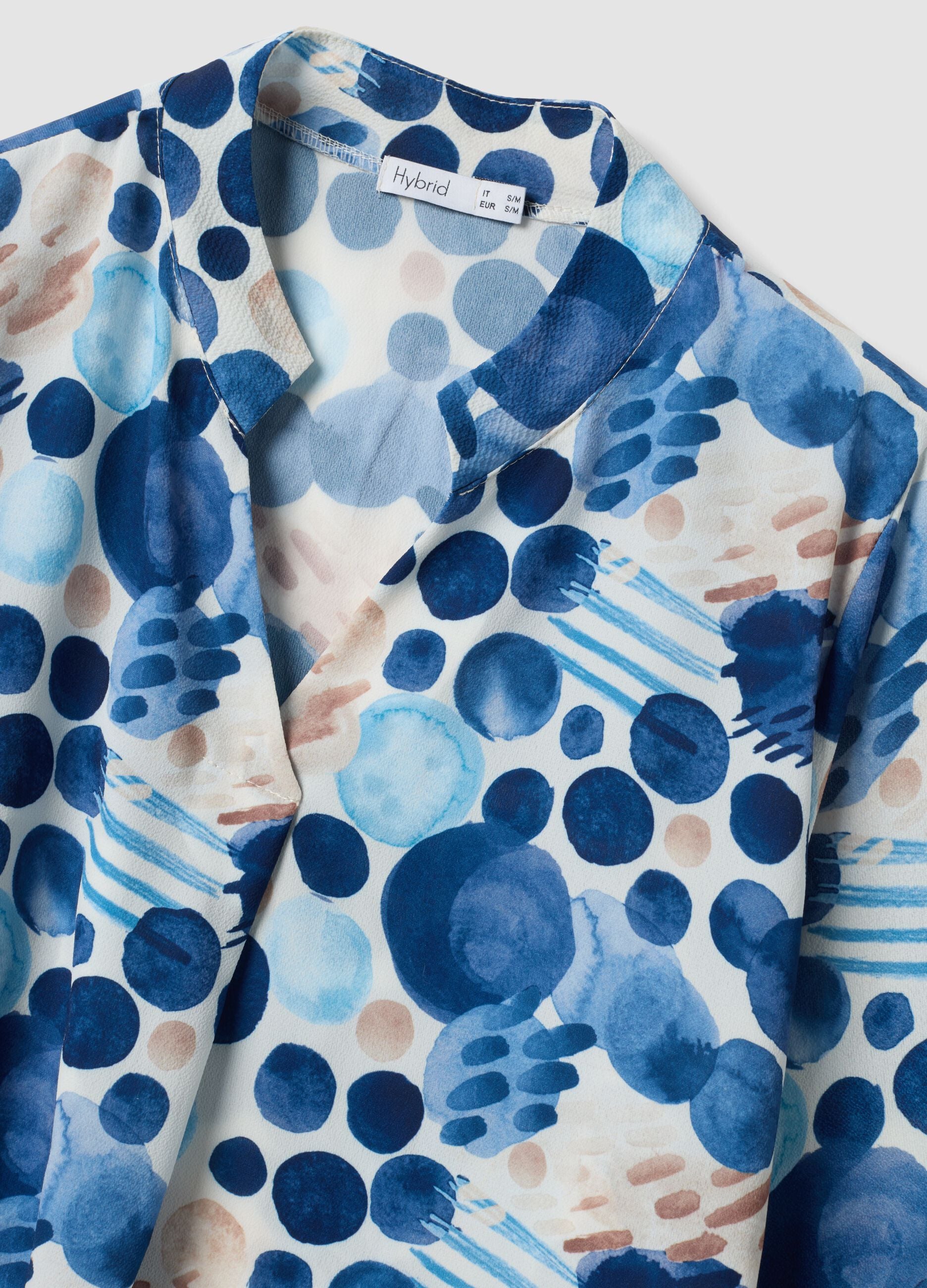 Blue patterned long-sleeve top