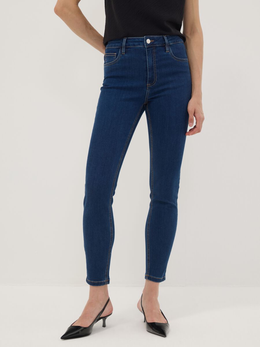 Blue skinny-fit jeans in stretch cotton and viscose_1