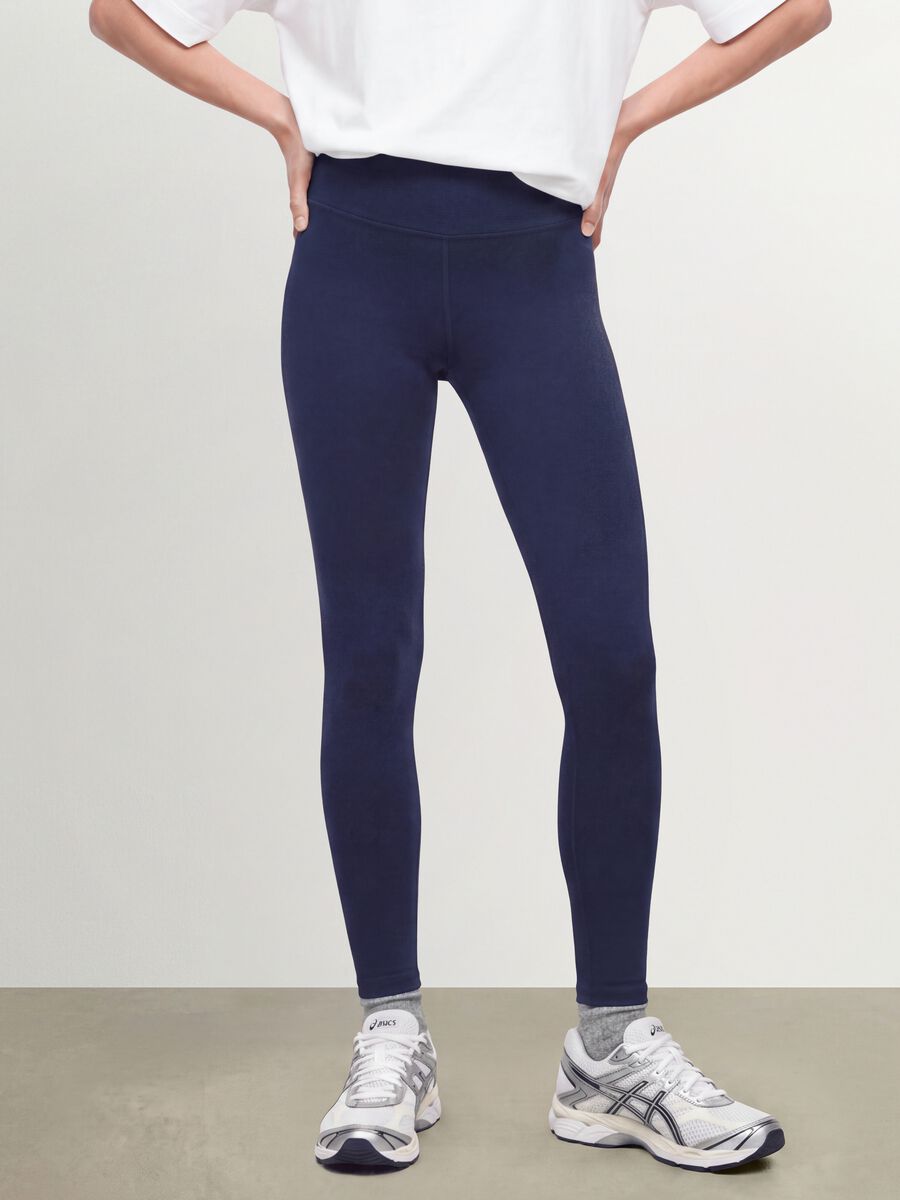 Blue slim-fit stretch cotton leggings_1