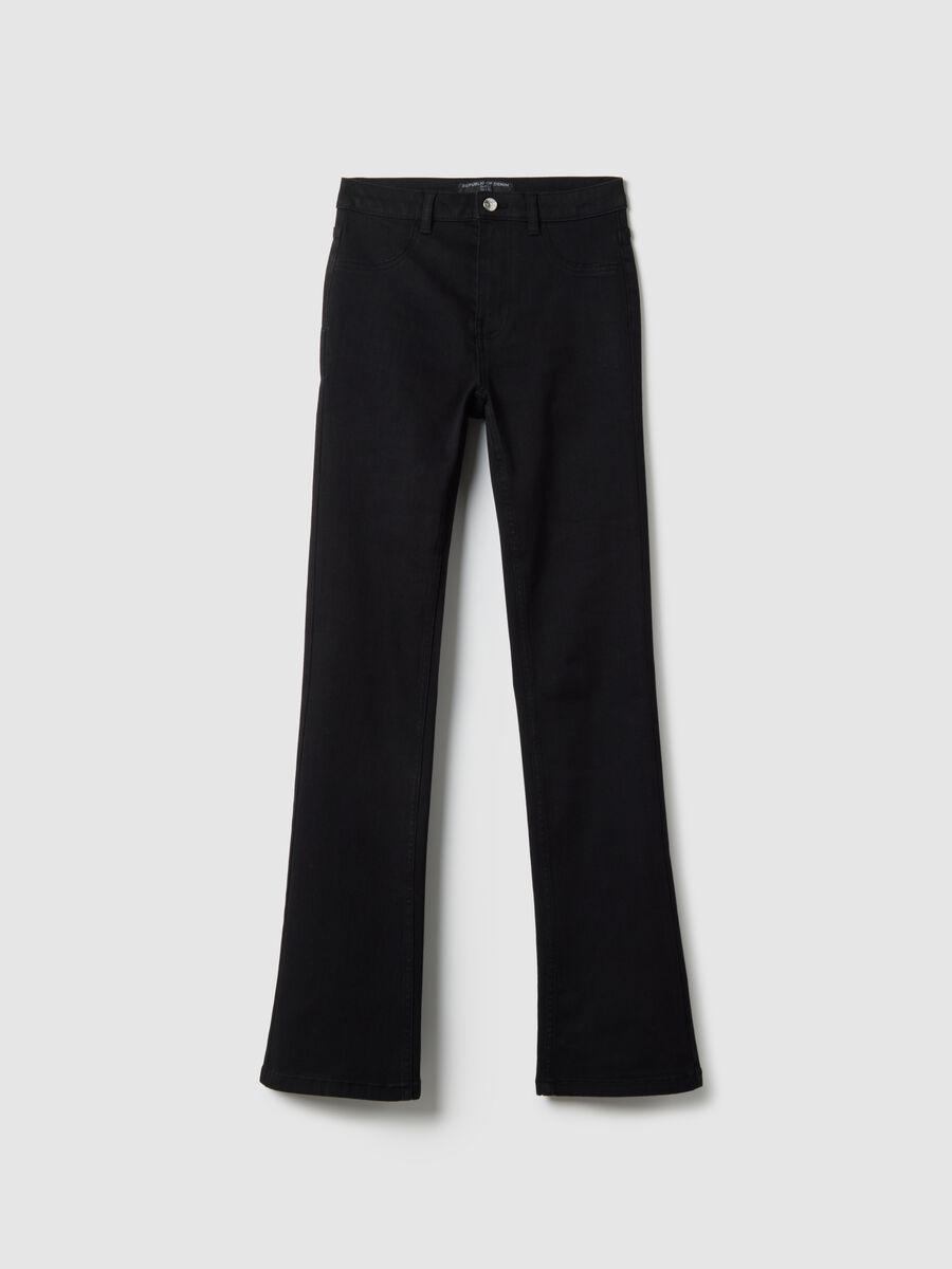 Black Cotton Blend Flare Fit Jeans_4