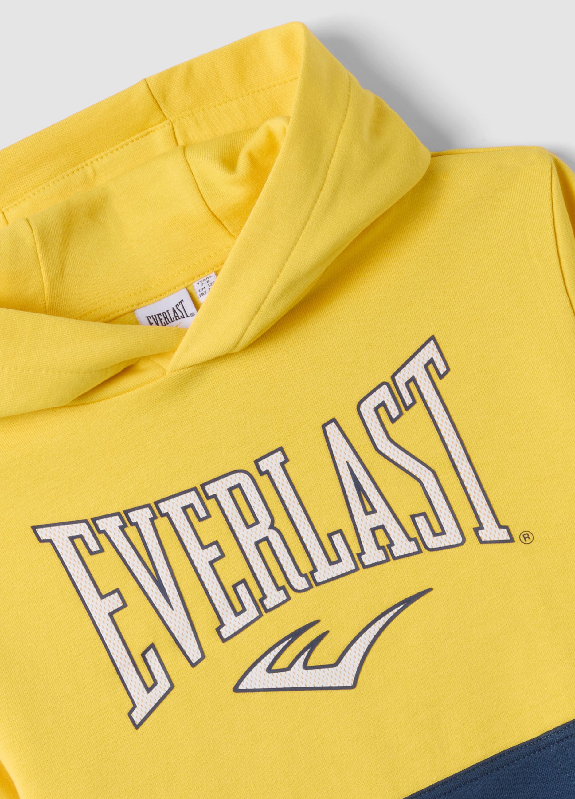 Yellow regular-fit cotton hoodie with logo for boys