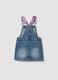 Girls&rsquo; blue denim dungarees in pure cotton with colourful braces_1
