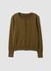 Green viscose-blend crew-neck cardigan, regular fit_4