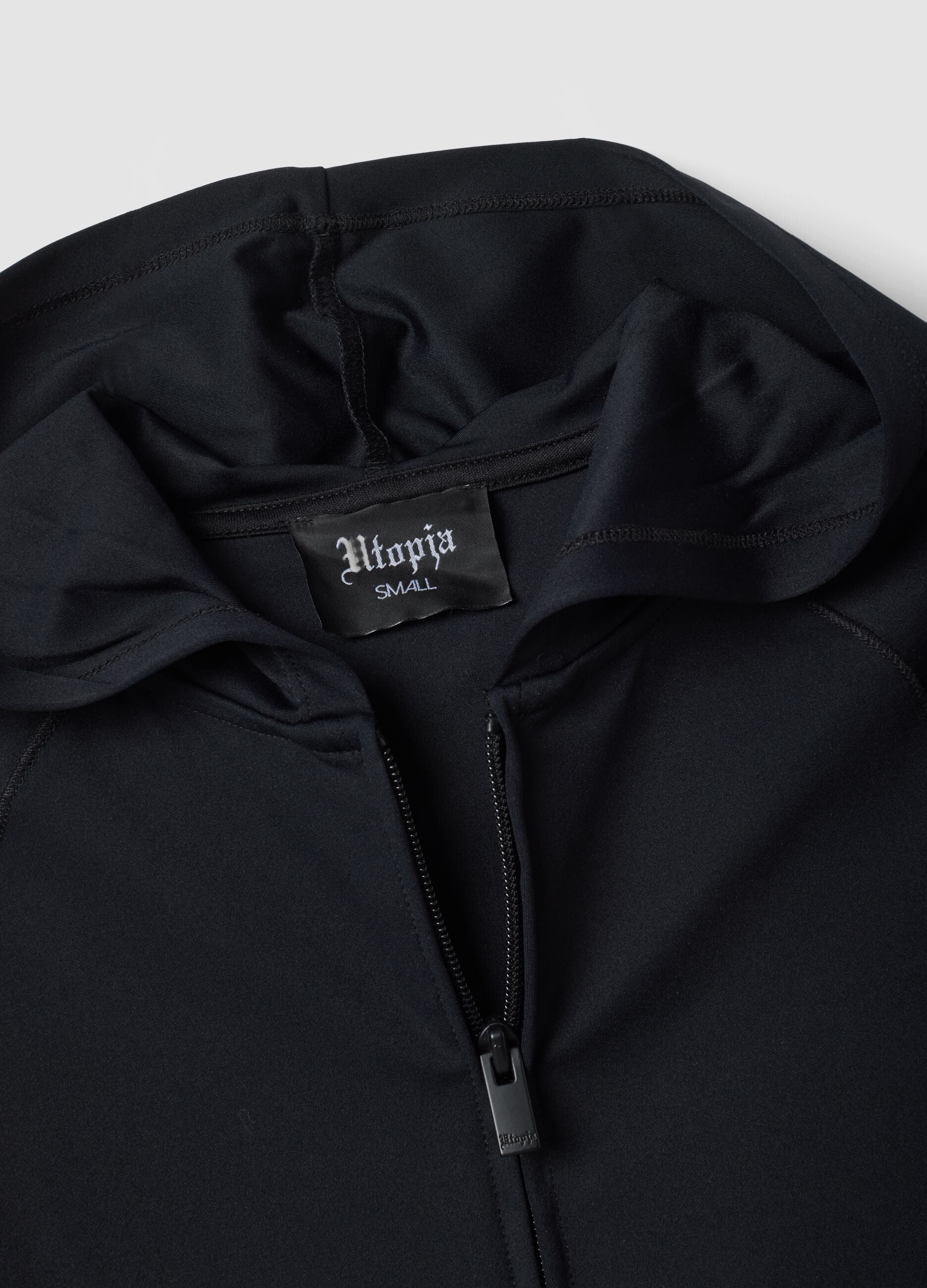 Black Fitted Full-Zip Yoga Hoodie