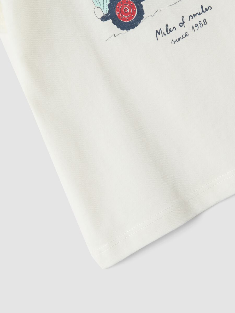 T-shirt bianca in puro cotone organico con stampa regular fit per bimbo_3