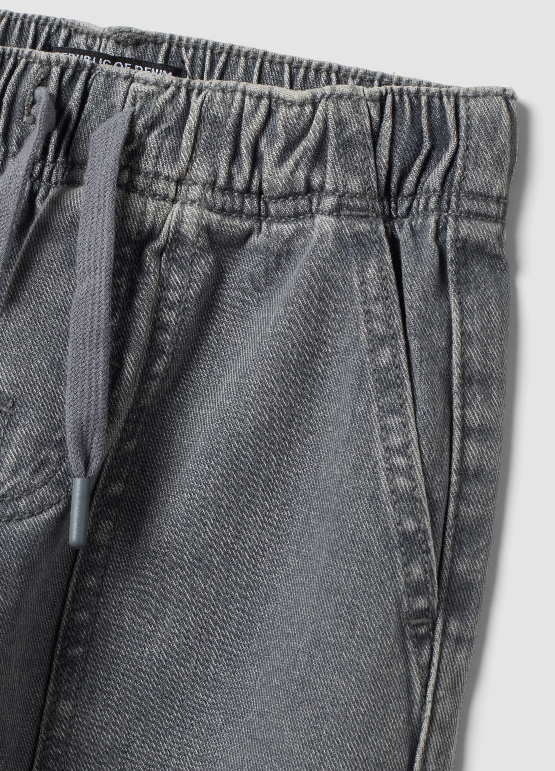 Grey pure cotton jogger jeans with elasticated waist, relaxed fit for boys