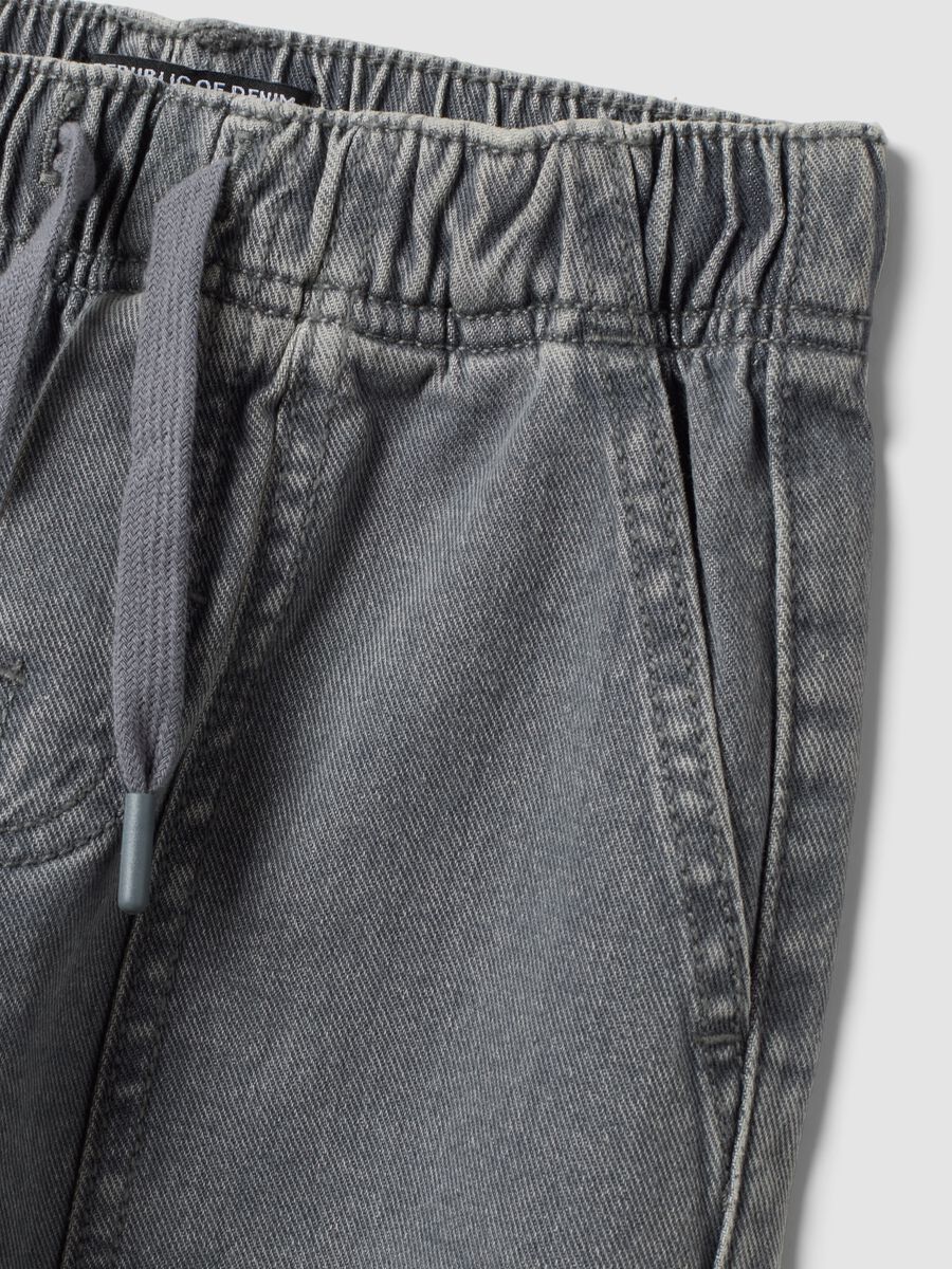 Grey pure cotton jogger jeans with elasticated waist, relaxed fit for boys_2