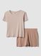 Multicolour pure organic cotton pyjamas with striped T-shirt and shorts_4