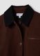 Brown pure cotton bomber jacket with contrast collar, regular fit_6