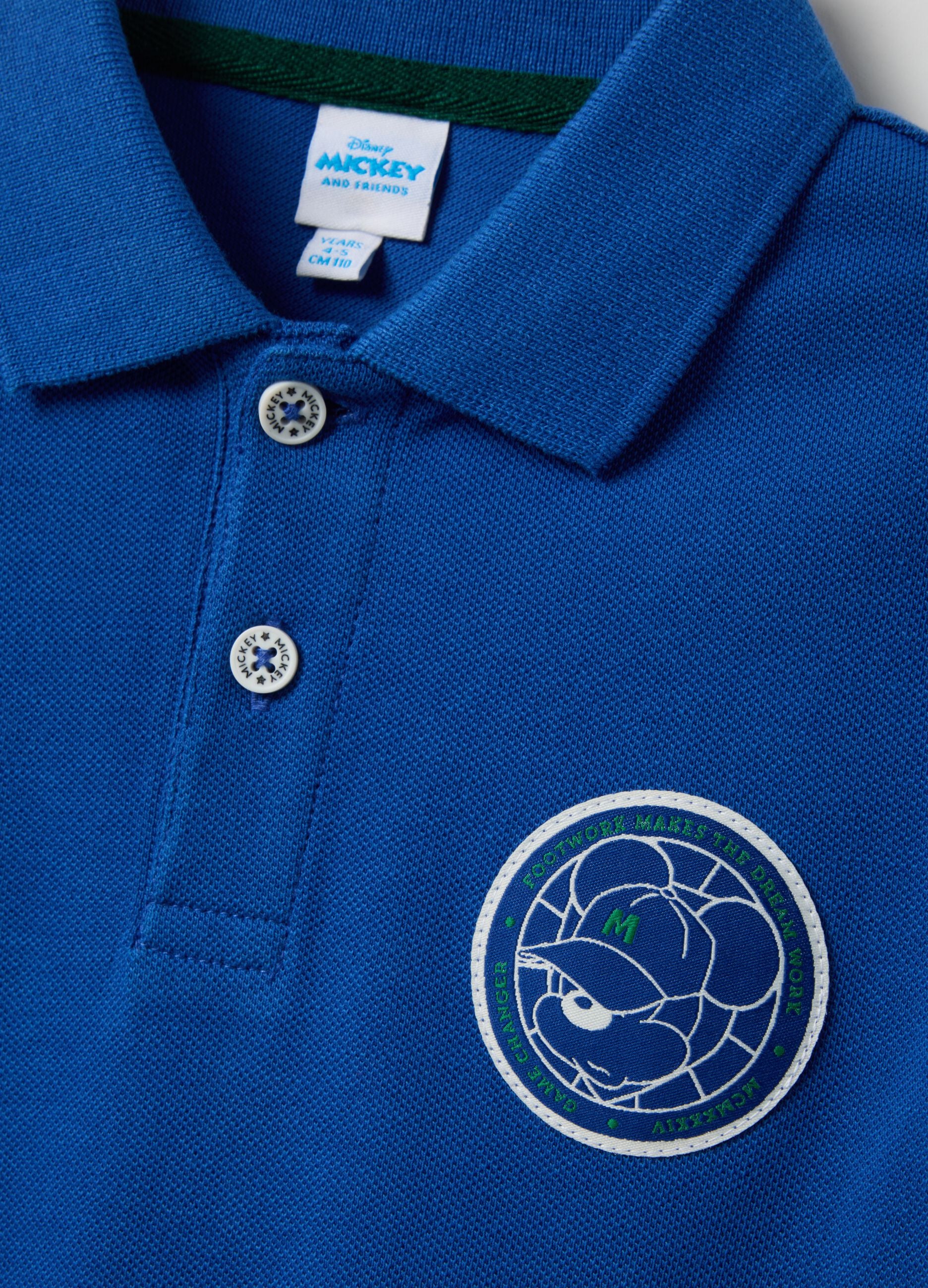 Children's blue polo shirt in pure cotton, regular fit with Disney print