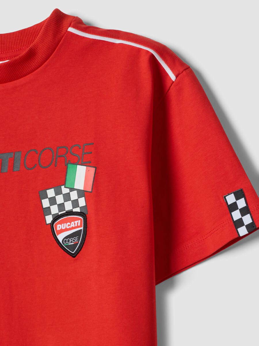 T-shirt rossa a maniche corte in cotone elasticizzato per bambino regular fit_3
