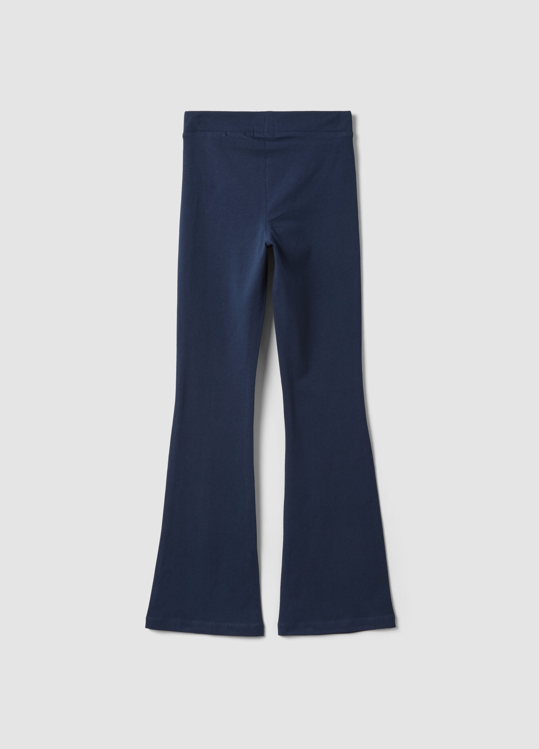 Blue flared leggings in stretch organic cotton jersey