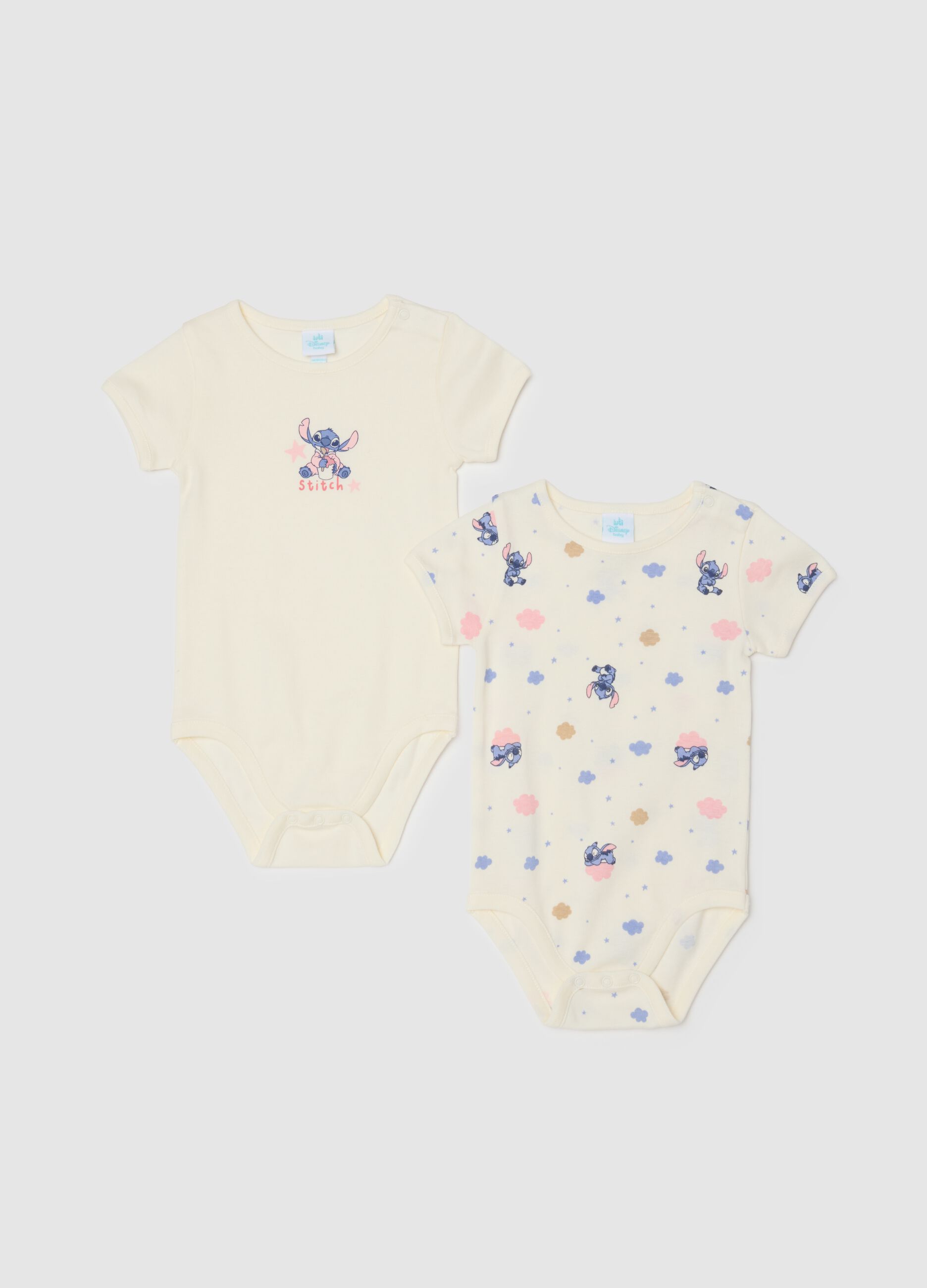 Bipack body beige da neonata in puro cotone con stampe