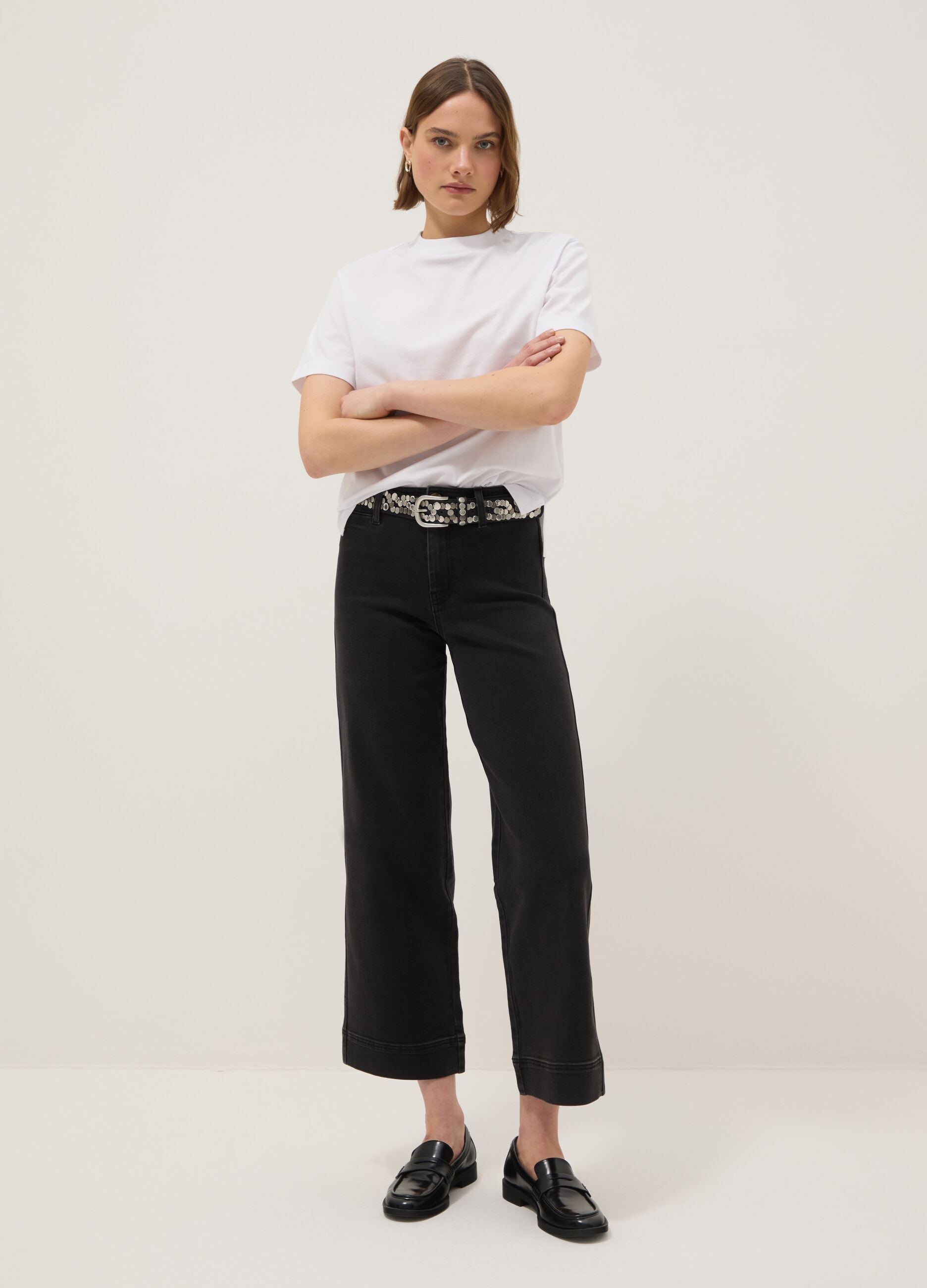 White crew neck pure cotton t-shirt regular fit