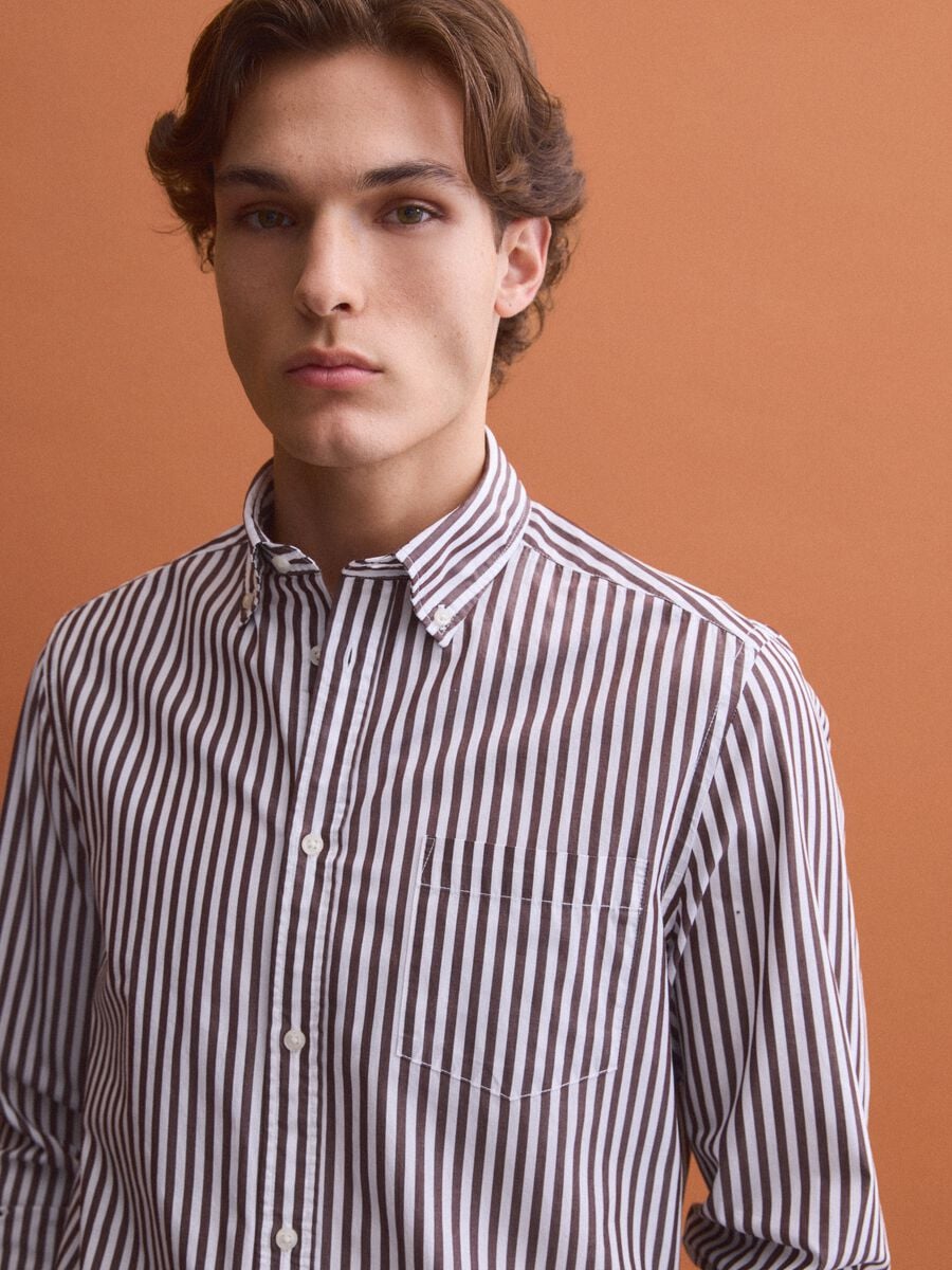 Camicia bianca in popeline di puro cotone a righe regular fit_4