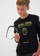 Black organic cotton crew-neck T-shirt with skull print for boys_0