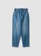 Light blue pure cotton denim jeans with paperbag waist, baggy fit_4