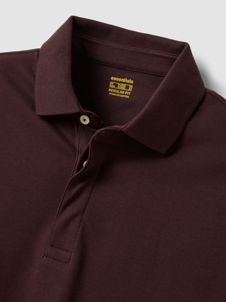 Men&rsquo;s brown long-sleeve stretch cotton polo shirt, regular fit_1