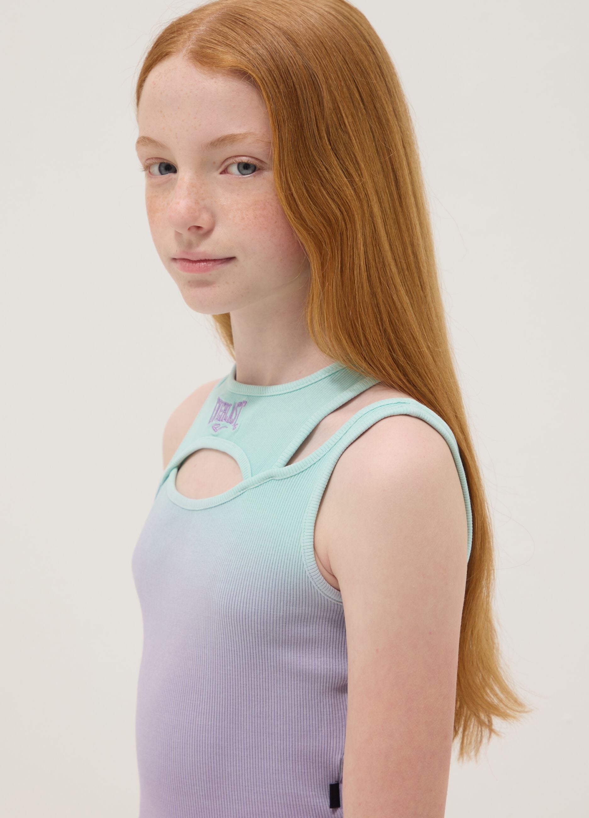 Purple ombr&eacute; stretch cotton fitted girls&rsquo; tank top